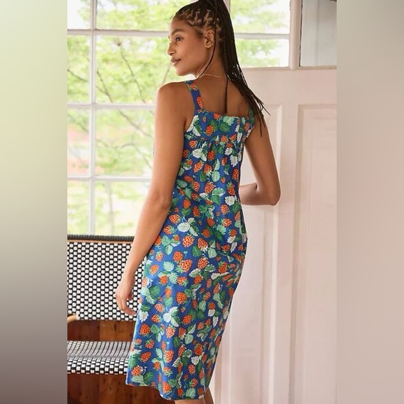 Printfresh Back to Bed Sleeveless Nightgown Strawberry Fields Blue Cotton Medium - Picture 3 of 9